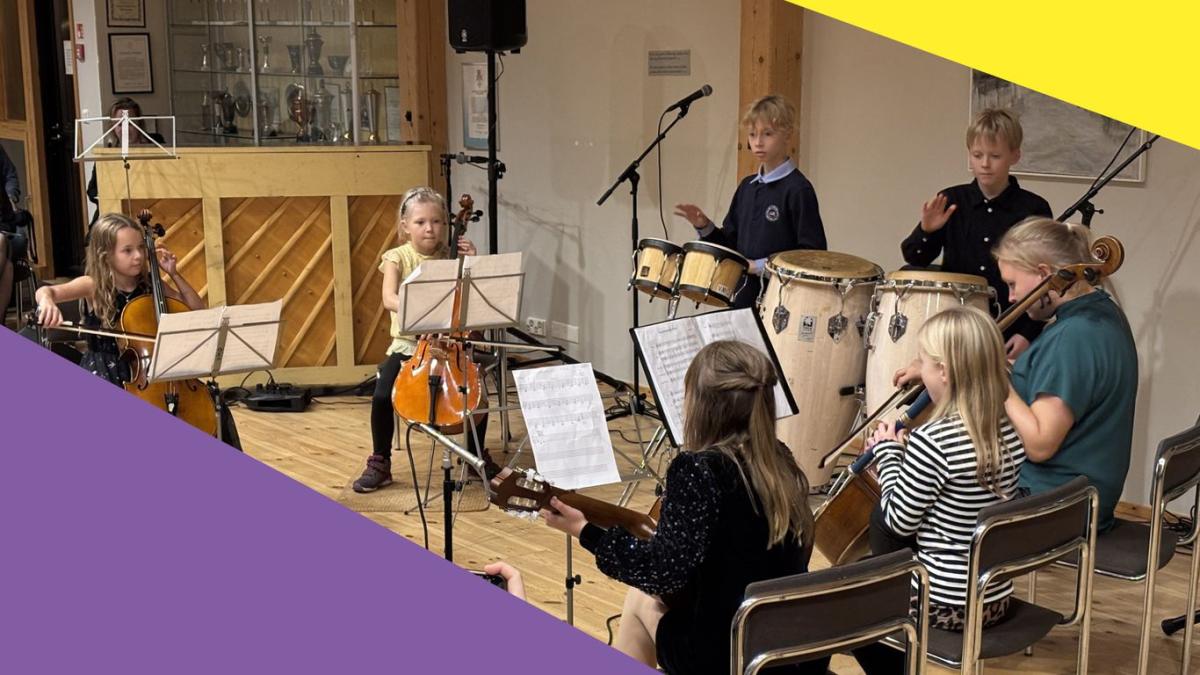 Barn med olika instrument