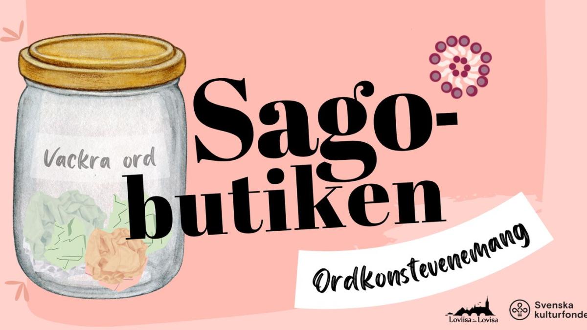 En glasburk med texten Vackra ord på.