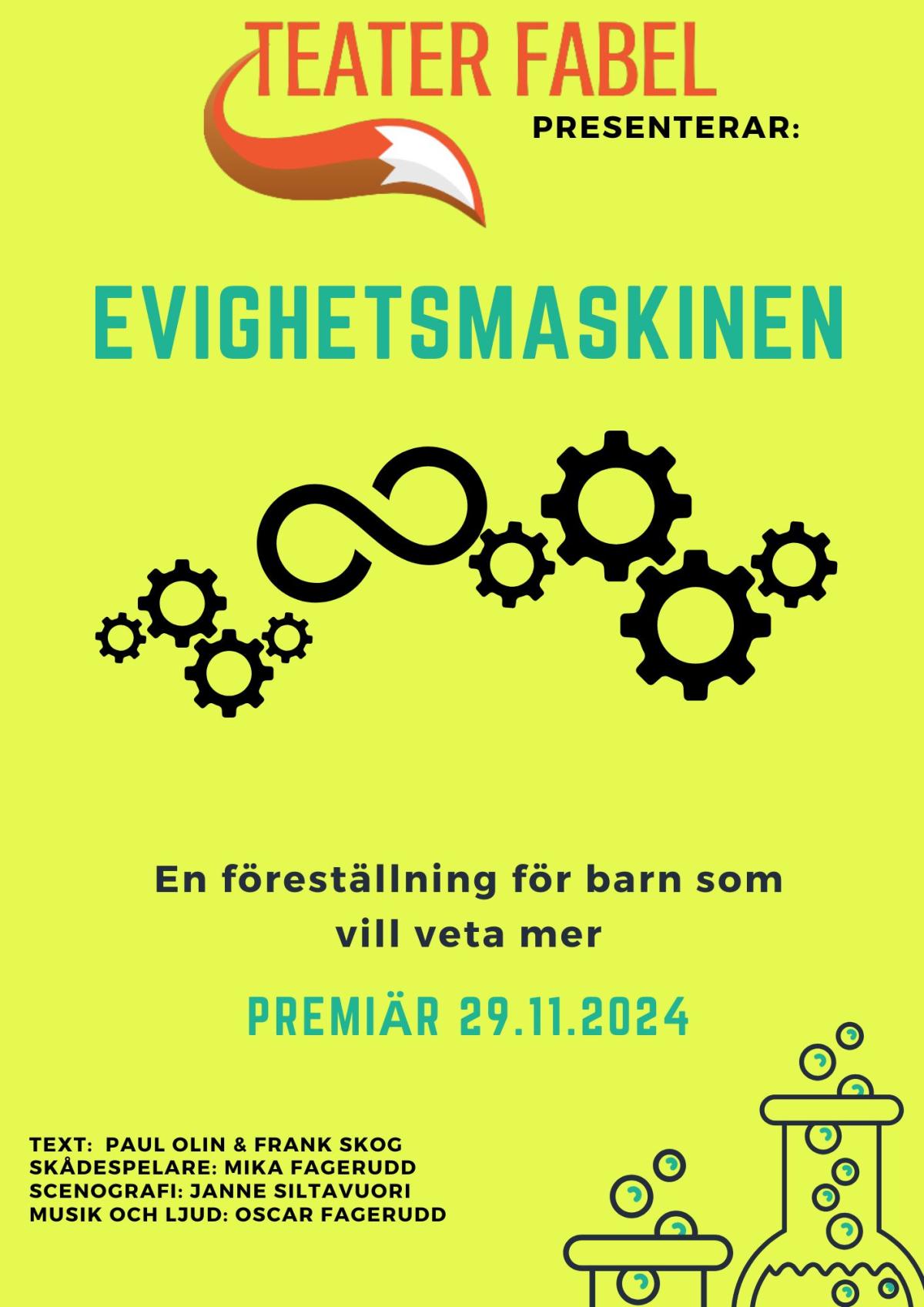 Programaffisch för pjäsen Evighetsmaskinen