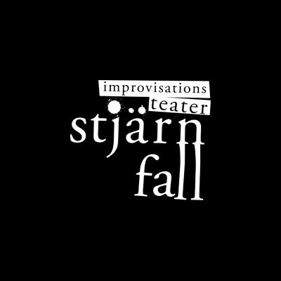 Den fria teatergruppen Stjärnfalls logo, på svart bakgrund